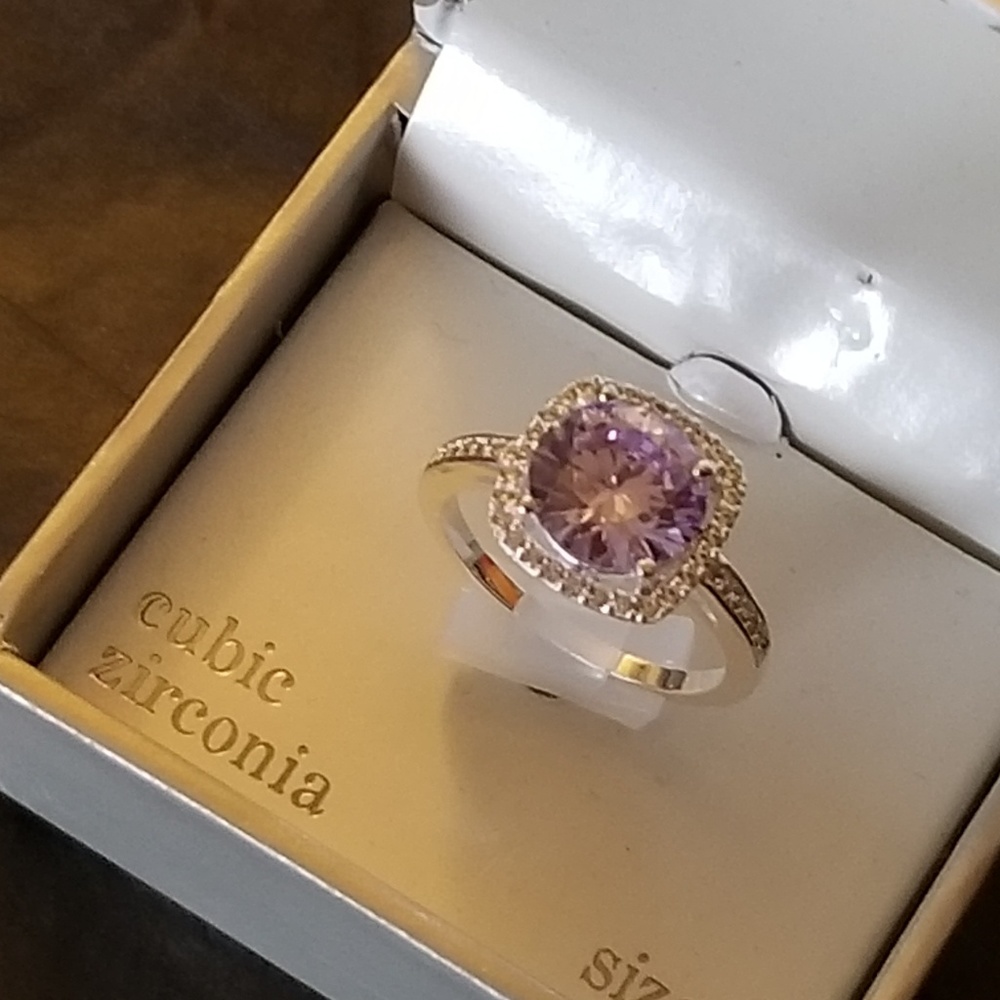 pure silver plated cubic zarconia size 9